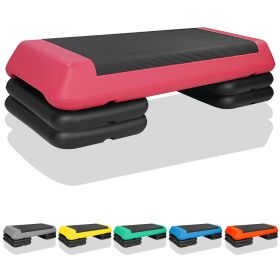 The Red Aerobic Step Platform with 4 Risers Adjustable, Health Club Size Steppers for Exercise with risers for adjustable Home Workout